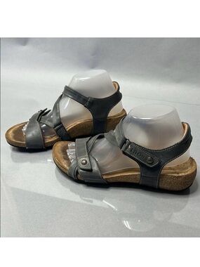 Taos Trulie Sandals | Gray Leather Comfort Sandals | Size 10-10.5 (EU 41) A-1755
